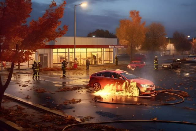 Mulher escapa de Tesla em chamas após bater em destroços na US-19