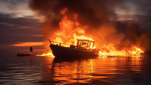Pequeno barco pega fogo enquanto estava atracado em Cabbage Key