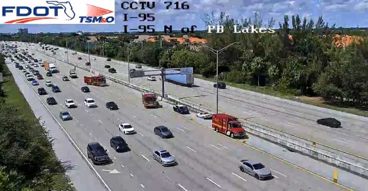 Acidente na I-95 Norte próximo à Palm Beach Lakes Blvd. fecha duas faixas e causa atrasos no trânsito