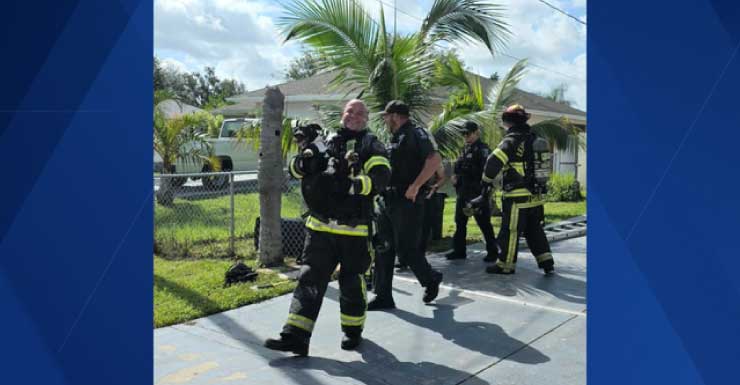 Mistura perigosa de materiais causa incêndio em casa em Lehigh Acres na manhã de quinta-feira; cachorro é resgatado.