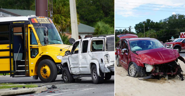 Acidente envolvendo ônibus escolar envia 2 pessoas ao hospital em Ocala