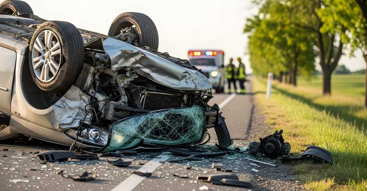 Carro capota em acidente na madrugada em Lee County