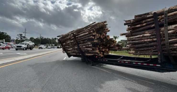 Caminhão de toras bloqueia a State Road 200 na US 17 em Yulee