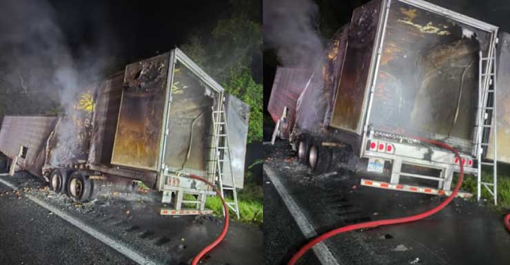 Caminhão pega fogo e assa tomates na I-75, no Condado de Sumter