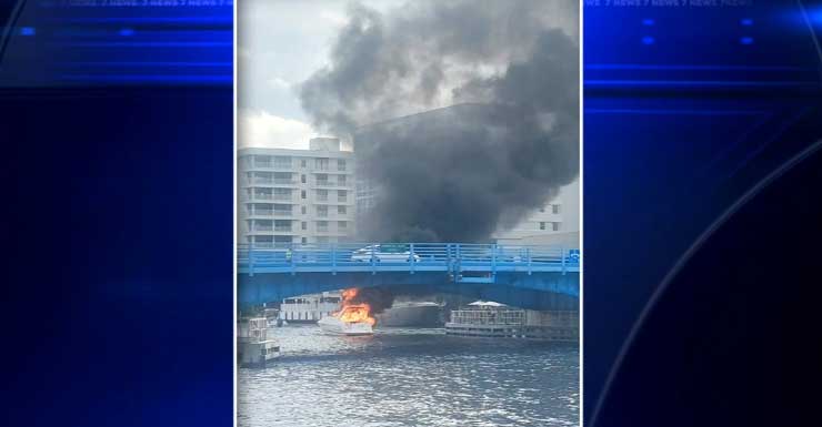 Duas pessoas são resgatadas após barco pegar fogo no Intracoastal em Fort Lauderdale