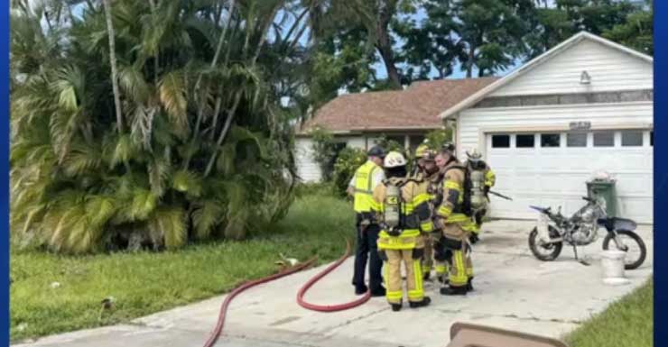 Moto de trilha pega fogo dentro de casa em Cape Coral na sexta-feira