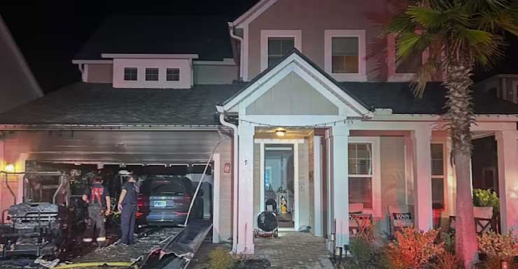 2 gatos salvos após incêndio iniciado por carrinho de golfe em garagem de casa em Shearwater, dizem bombeiros do Condado de St. Johns
