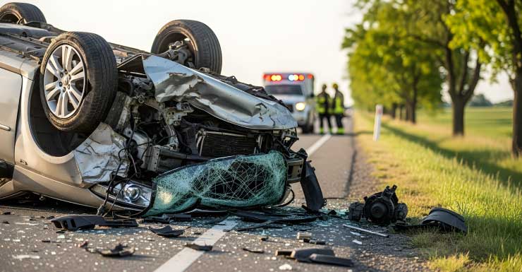 I-4 sentido oeste fechada devido a veículo capotado