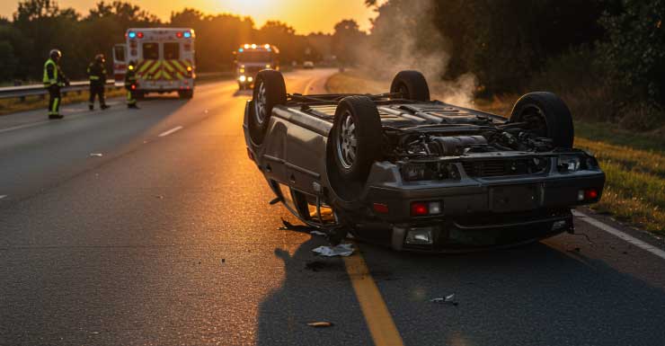 Motorista é ejetado de veículo durante capotamento em Cape Coral