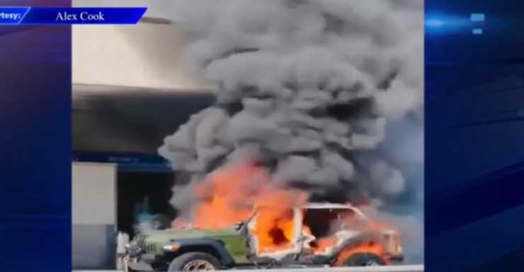 Área de embarque do FLL é reaberta após equipes apagarem incêndio em Jeep.