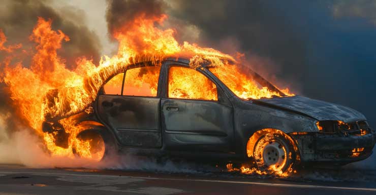 Bombeiros de Cape Coral combatem incêndio em carro após tentativa de partida com cabos