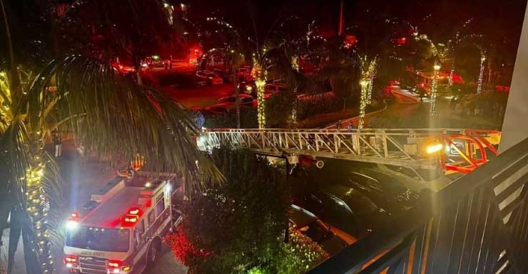 Equipes respondem a incêndio durante a madrugada em resort de Jensen Beach; não há registro de feridos