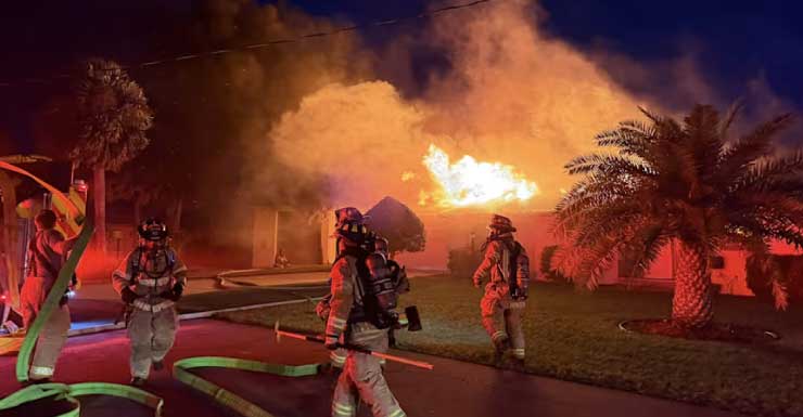 Nenhum ferido após incêndio em residência em Flagler Beach mobilizar várias agências