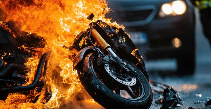 Equipes controlam incêndio em moto em posto de gasolina em North Port