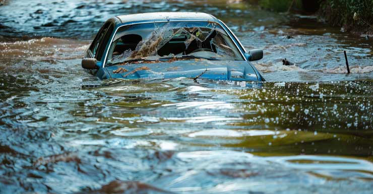 SUV cai em canal em Tamarac após volante travar; motorista deve ficar bem