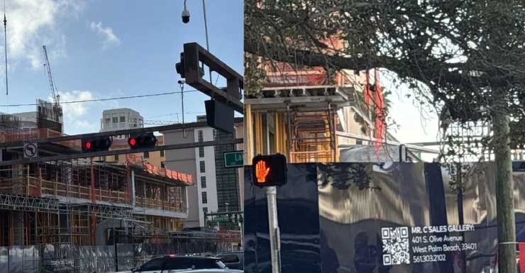 Cinco ficam feridos após desabamento de andaime no centro de West Palm Beach