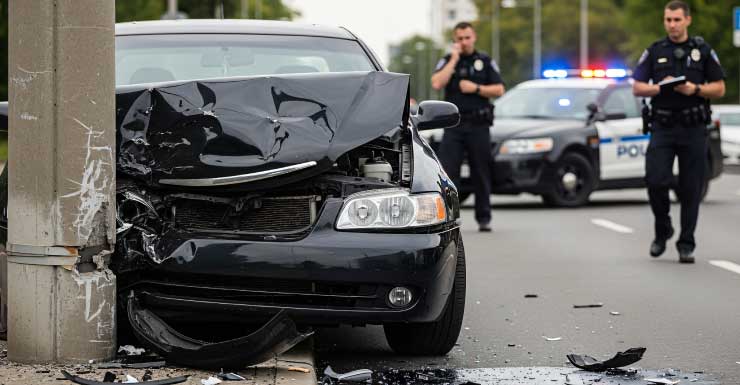 Motorista fica gravemente ferido após carro atingir postes e se partir ao meio em acidente em Orlando
