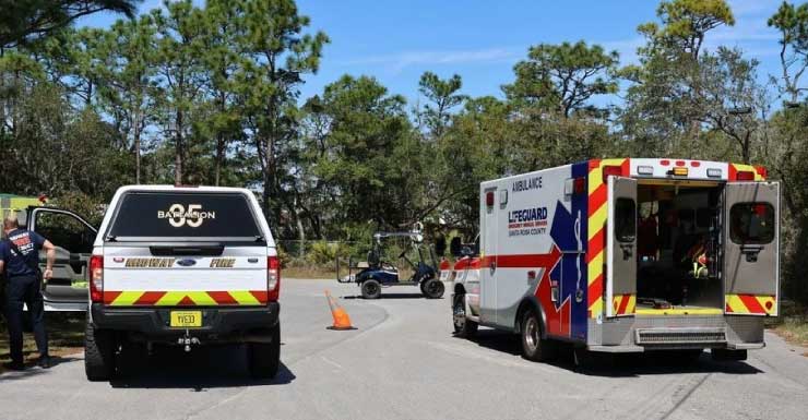 Criança hospitalizada com ferimentos graves após capotamento de carrinho de golfe em Midway