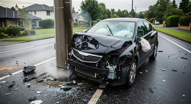 Motorista derruba poste da SECO em acidente em canteiro central em The Villages