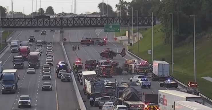 1 pessoa é transportada de helicóptero em capotamento na Florida’s Turnpike em Orange County