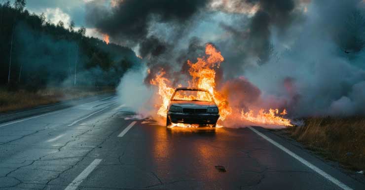 2 escapam ilesos de incêndio em carro na I-75 perto da divisa entre os condados de Lee e Charlotte.