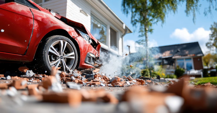 Carro colide contra a lateral de uma garagem na Fordham St, em Villas