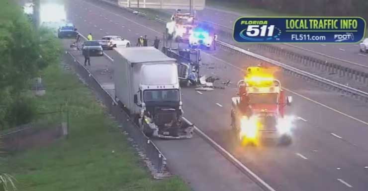 Acidente em cadeia deixa 3 feridos na I-95 no sentido sul no Condado de Brevard, dizem autoridades