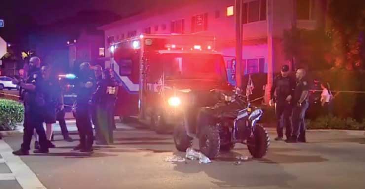 Oficial da Polícia de Miami Beach em estado crítico após acidente de ATV enquanto respondia a uma ocorrência de roubo