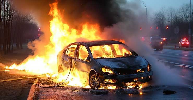 VÍDEO: Veículo em chamas causa atrasos na I-95 South no Condado de Palm Beach