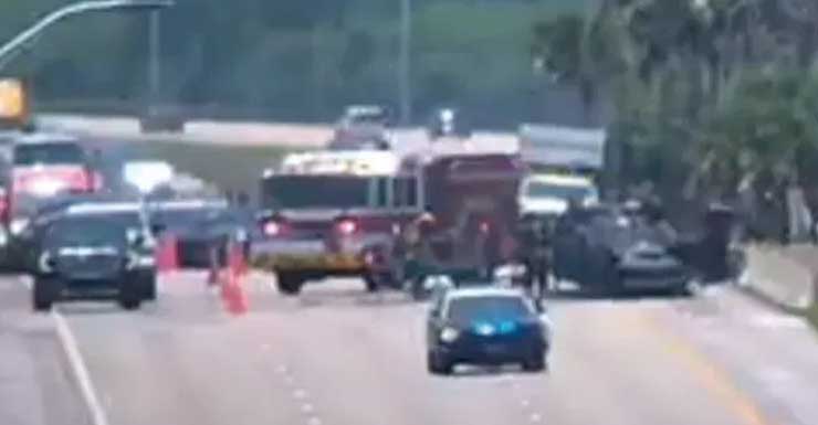 Grande acidente causa lentidão no trânsito da I-95 sentido norte perto de Hobe Sound; MCSO investiga