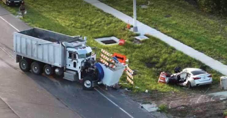Homem de 75 anos morre após colisão entre caminhão basculante e carro na State Road 82, no Condado de Collier