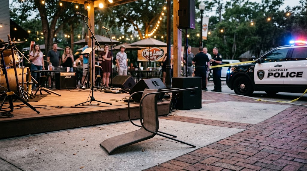 Homem de Gainesville é preso após jogar cadeira contra banda durante apresentação, segundo a polícia