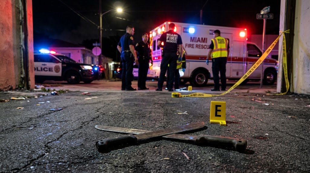 Ferimentos graves são registrados em Miami após agressão com facão nas primeiras horas da manhã