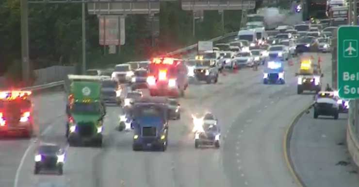 Acidente grave bloqueia quatro faixas da esquerda na I-95 no sentido norte, perto da Okeechobee Boulevard